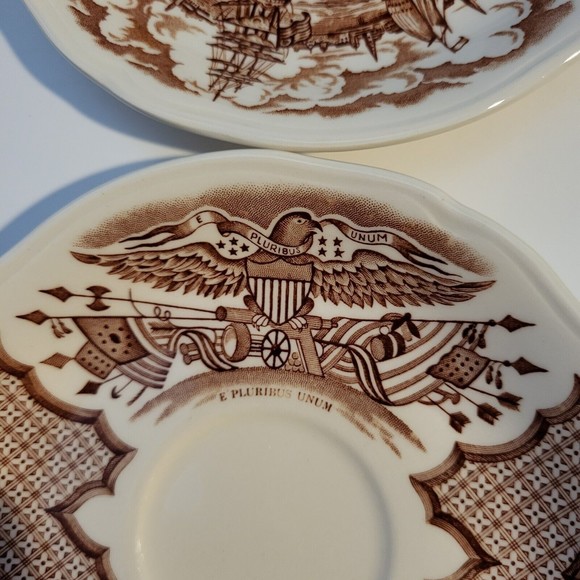 Vintage Alfred Meakin Fair Winds Saucers Set of 4 Brown Staffordshire England - Picture 6 of 9